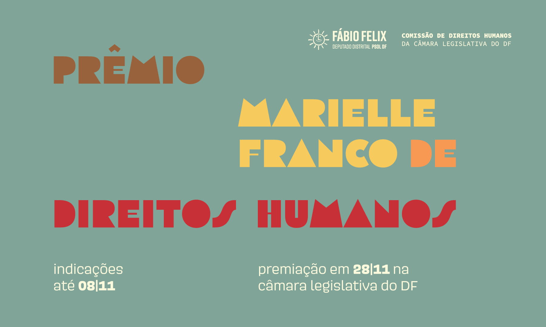 Inscrições abertas para o Prêmio Marielle Franco de Direitos Humanos